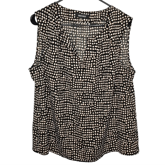Nine West Polka Dot Lightweight Tank with Keyhole Neckline XL - Picture 1 of 9